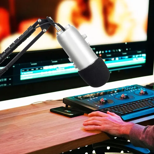 Vista 7 de Protector de viento de espuma para Blue Yeti, Yeti Pro, MXL, Audio Technica y otros micrófonos grandes, cubierta de filtro pop fabricada