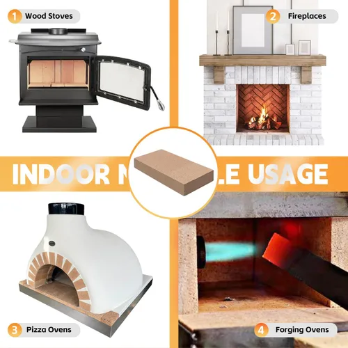 Vista 7 de Ladrillos de fuego, ladrillos refractarios para estufa de leña, tamaño 9 x 4-1/2 x 1-1/4 pulgadas, paquete de 2, ladrillos de fuego aislantes