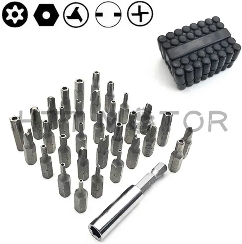 Vista 7 de Juego de puntas de seguridad Phillips Torx Hex Star de 33 piezas a prueba de manipulaciones [P/N: ET001-33-BK]