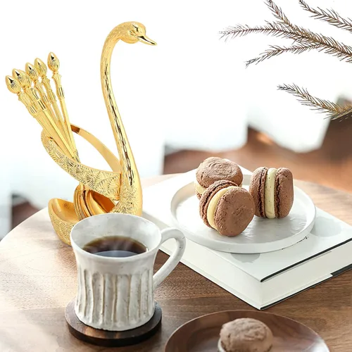 Vista 4 de Cuchara de café dorada para barra de café, 6 cucharas de café de 5 pulgadas de largo, cucharas de postre, cucharas de té, cucharas de espresso