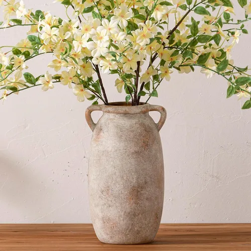 Vista 11 de Dobbyby - Florero de cerámica de 12 pulgadas, jarrón rústico para decoración del hogar, cerámica hecha a mano, jarrones altos de terracota