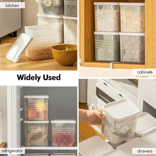 Vista 7 de Poeland Paquete de 3 cajas organizadoras de refrigerador, contenedores de almacenamiento para puerta lateral de refrigerador con tapa, organizador