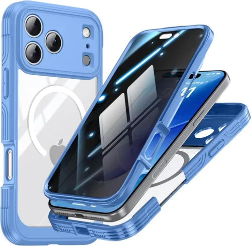 Vista 8 de TOPF&B Funda magnética para iPhone 16, compatible con MagSafe, cubierta completa de 360 grados, protector de pantalla de privacidad integrado