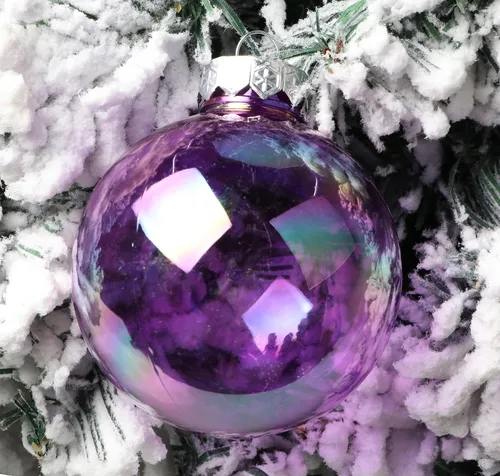 Vista 4 de YYCRAFT Adornos de bola de Navidad de plástico transparente inastillables, bolas iridescentes de 6CM, adornos para decoración de fiesta de Navidad