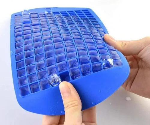 Vista 6 de Pequeña forma cuadrada flexible congelada 160 bandejas Mini cubitos de hielo moldes de silicona sin tapas (transparente)
