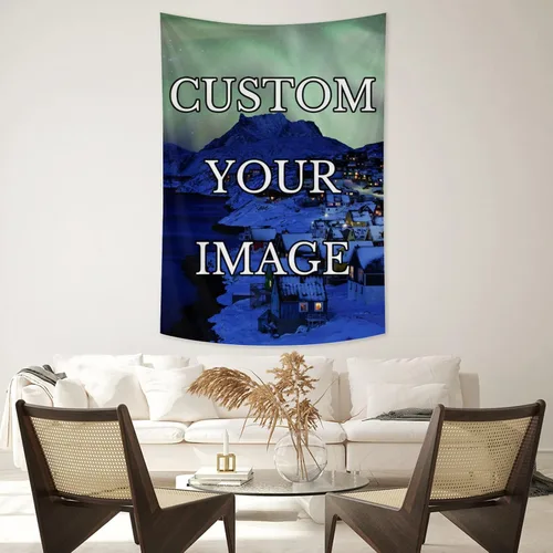Vista 3 de kioskbanks Tapiz personalizado con foto para dormitorio, tapiz de pared personalizado con tu propia imagen, telón de fondo para decoración del hogar