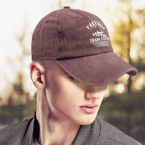 Vista 4 de Baseball Caps Take Him to The Train Station Dad Hat for Women Funny Denim Hat Adjustable