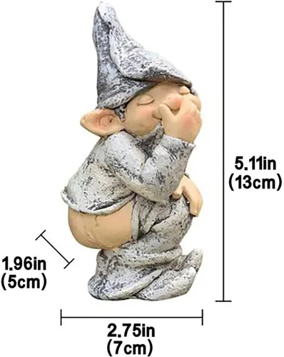 Vista 5 de Pooping - Estatua de gnomo de jardín, estatua traviesa y divertida para exteriores, figuras de jardín de elfos, decoración de césped, esculturas