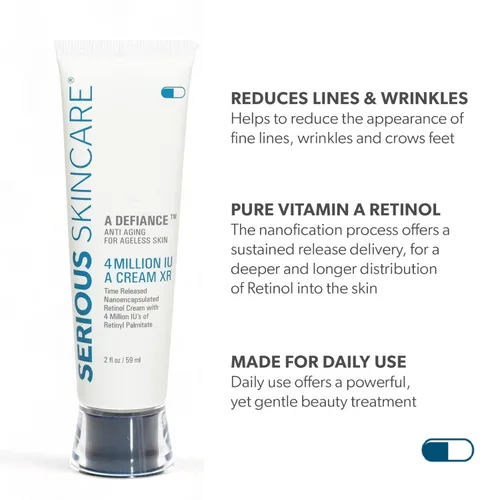 Vista 2 de Serious Skincare Crema de retinol para la cara - Crema hidratante premium de vitamina A XR - Antiedad - Día y noche - Reduce líneas finas y arrugas