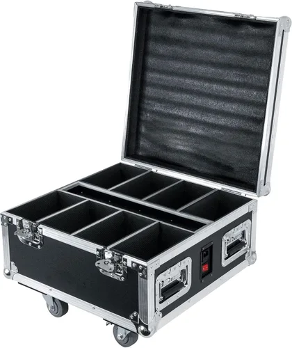 Vista 5 de Rockville Funda de carga para carretera 6Rf para (8) luces de batería par 6Rf, diseño apilable, espuma a prueba de golpes, ruedas integradas