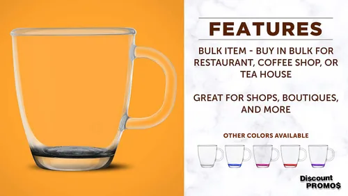 Vista 2 de DISCOUNT PROMOS London Glass Ceramic Mugs 11.75 oz. - Customizable Text, Logo - Drinkware, Coffee, C-handle - Black Custom – Black