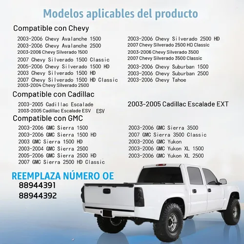 Vista 3 de Espejo lateral izquierdo de repuesto para Chevy Silverado, Cadillac, Gmc Sierra, Yukon 2003 2004 2005 2006 2007 con calefacción, soporte trasero