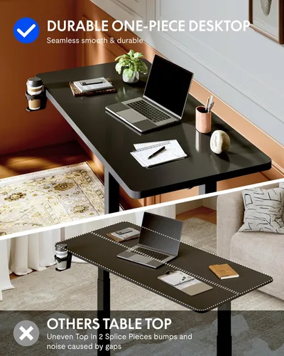 Vista 8 de FLEXISPOT H7 Plus - Escritorio móvil de pie, neumático ajustable, de una sola pieza, 32 pulgadas Cordless standing desk with stable dual-column