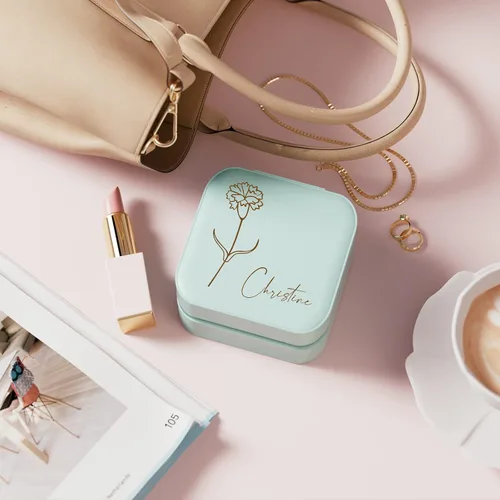 Vista 4 de ALBK Regalos personalizados para mujeres Joyero de viaje personalizado para niñas, pequeño estuche de joyería de viaje personalizado, regalos