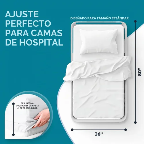 Vista 2 de Sábana para cama de hospital lisa, sábanas lisas tamaño doble, 1 sábana lisa, de algodón/poliéster