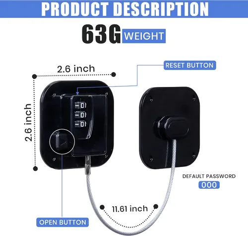 Vista 2 de Paquete de 2 cerraduras para refrigerador con llaves para armario de seguridad infantil Child Safety Lock for Freezer, Cabinets, Closets &