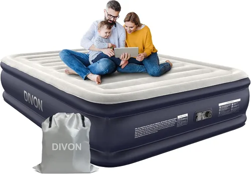 Vista 9 de Colchón de aire individual con bomba incorporada, colchón hinchable elevado de 18'' con autoinflado/desinflado en 2 minutos, colchón inflable