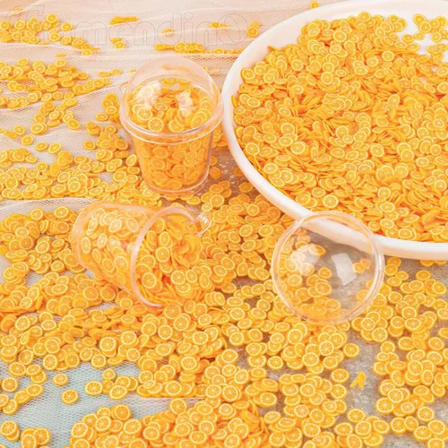 Vista 7 de Framendino, 3.53 oz 3D lindo fruta naranja rebanadas arcilla polímero para decoración de uñas DIY Sandía