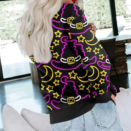 Vista 2 de Ropa de mujer de moda para otoño, sudadera estampada de manga larga cuello redondo casual cómoda suelta ligera