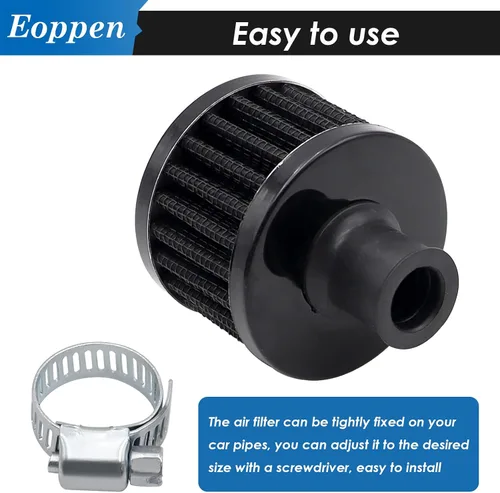 Vista 4 de 2pcs 0.472 in Filtro de aire Mini Universal Vent Crankcase Entrada de aire frío Filtro de respiración para coche y motocicleta (negro)