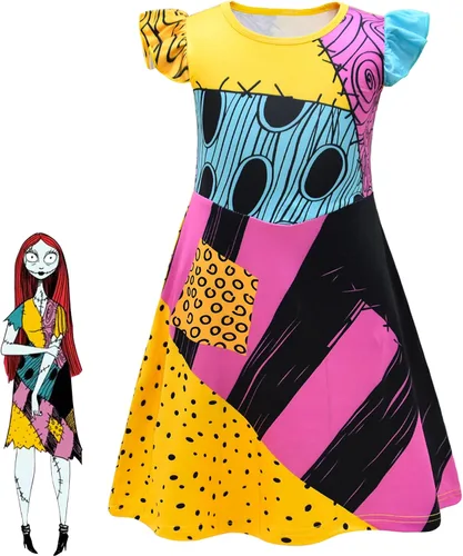 Vista 2 de AOVCLKID Disfraz de Sally para niñas vestido de disfraz de Navidad para niñas