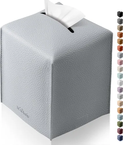 Vista 37 de Funda cuadrada para caja de pañuelos de piel sintética moderna para decoración creativa, paquete de 2, ideal para baños, oficina, coche, mesita