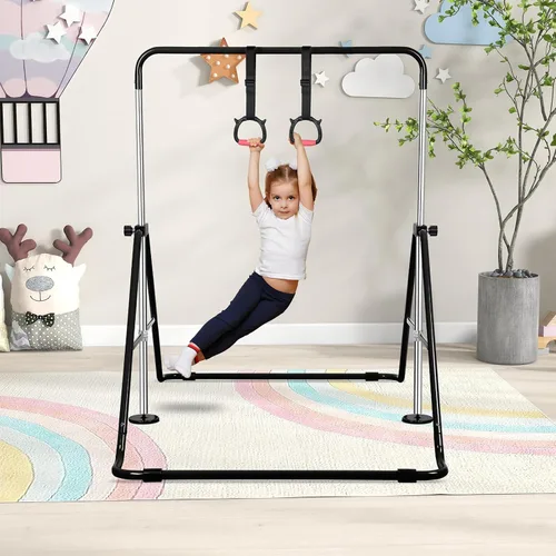 Vista 4 de Expandable Gymnastics Bars with Ring, Adjustable Height Gymnastic Horizontal Bars, Gym Junior Training Bar Children Folding Training Monkey Bars for