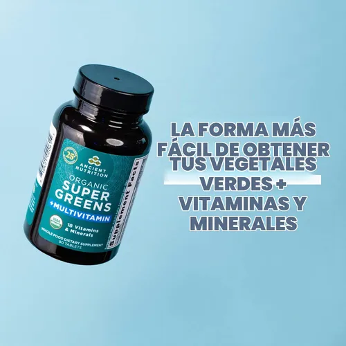 Vista 6 de Ancient Nutrition - Cápsulas multivitamínicas orgánicas Super Greens + probióticos