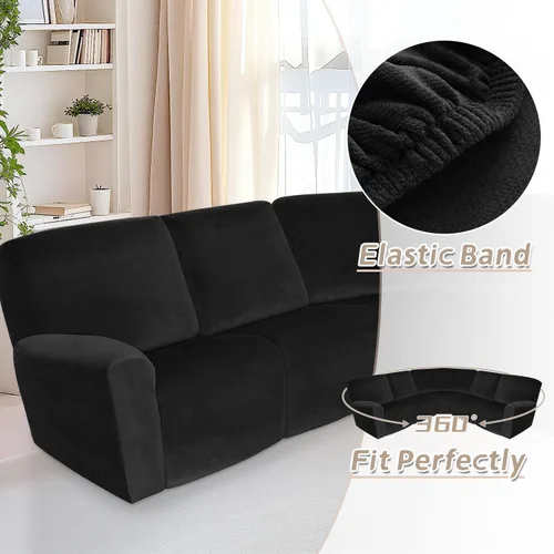 Vista 171 de Arfntevss Fundas de sofá seccional reclinable de terciopelo, Funda de sofá seccional de esquina para sofá reclinable, Funda elástica suave