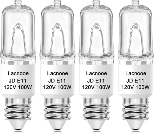 Vista 9 de Bombilla E11, Bombillas de Luz Halógenas JDE11 120V 50W, Base de Mini Candelabro T4, Regulable 2700K Blanco Cálido, 4PCS Bombilla de Luz E11