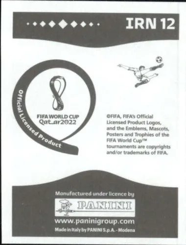 Vista 2 de 2022 Panini World Cup Soccer Sticker #IRN12 Vahid Amiri Iran Group B Official Qatar WC Album Sticker in Raw (NM or Better) - Measuring 2 Inches Wide