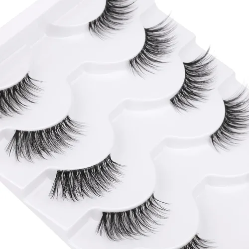 Vista 9 de Pestañas postizas de zanlufly, de aspecto natural, de media longitud, de visón, pestañas postizas de ojo de gato, banda invisible ligera