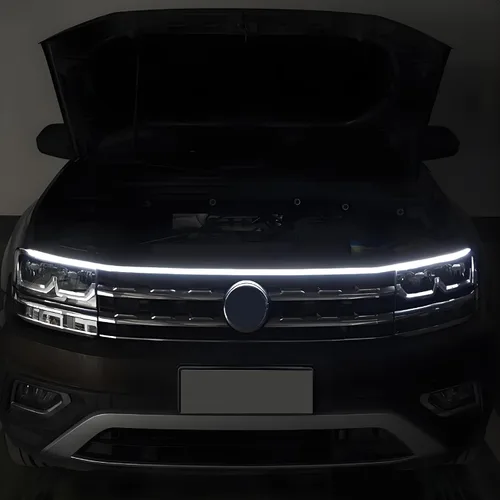 Vista 5 de 1 pieza de tira de luz LED flexible impermeable para capó de coche tipo guía de luz de separación central Tira de luz LED de escaneo para coche