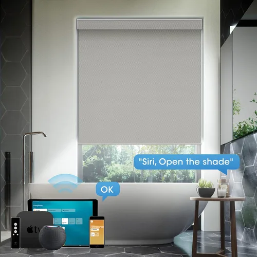 Vista 3 de SmartWings - Persianas inteligentes motorizadas para ventana de trabajo con HOMEKIT, automáticas, 100% opacas, impermeables, de vinilo, sin cordón