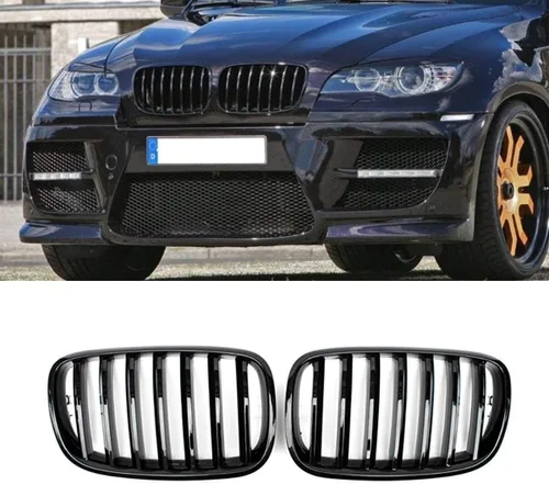 Vista 11 de X5 E70 - Rejilla de riñón de color negro brillante M para BMW X5 E70 X6 E71 2007-2014 (láminas dobles de color M)