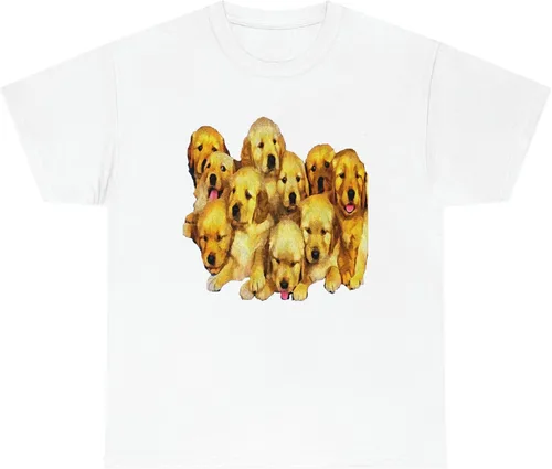 Vista 2 de Golden Retriever Puppies - Unisex Heavy Cotton Tee