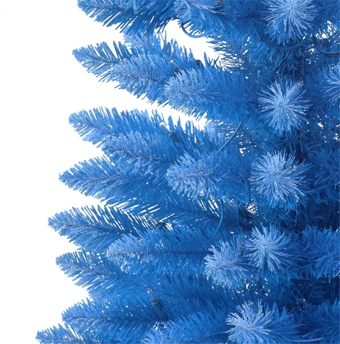 Vista 4 de Puleo International Árbol de Navidad artificial azul de moda preiluminado, verde