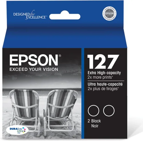 Vista 2 de Epson 127 DURABrite Ultra Ink Black Paquete de cartuchos dobles para NX-530, NX-625, WF-3520, WF-3530, WF-3540, WF-545, WF-60, WF-630, WF-633