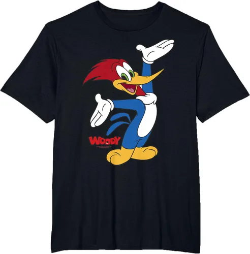 Vista 27 de Woody Woodpecker Camiseta con logotipo de cuerpo completo Negro