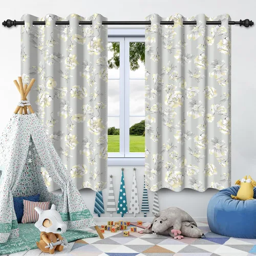 Vista 9 de Cortinas opacas 52 x 84 pulgadas, 2 paneles con aislamiento térmico y oscurecimiento, cortinas de ojal para ventanas para dormitorio y sala de estar