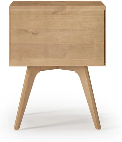 Vista 3 de Camaflexi Mid Century Modern One Drawer Nightstand/Solid Wood/Partial Assembly Required - Light Oak Finish