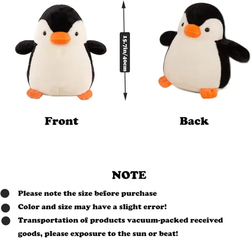 Vista 5 de Peluche de pingüino gigante de 15.7 pulgadas, adorable gordito Regalos suaves para niños y niñas