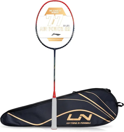 Vista 11 de Li-Ning Air Force 77 G2 - Raqueta de bádminton de fibra de carbono con cubierta completa