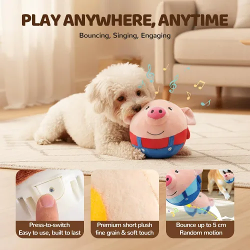 Vista 4 de Juguetes interactivos para perros, 2026 Nueva pelota chirriante activa y móvil con sonido parlante, juguete de felpa recargable y lavable (2 piezas)