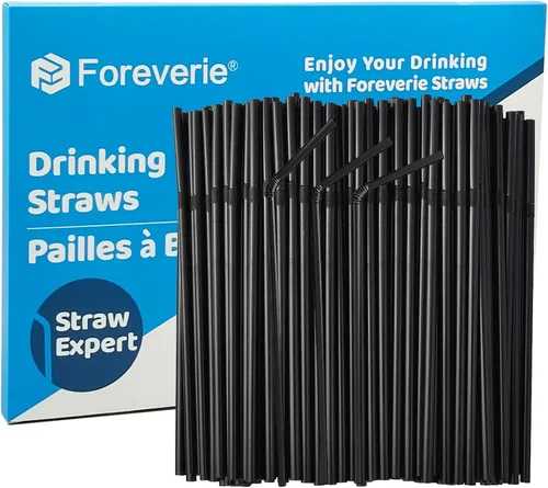 Vista 7 de Pajitas flexibles de plástico flexibles para beber, diámetro 0.197 in, longitud 8.3 in, 100 unidades, negro, estándar largo