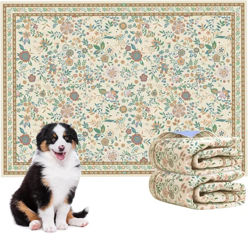 Vista 11 de Almohadillas lavables para orina para perros, paquete de 2 almohadillas reutilizables súper absorbentes para cachorros con patrones de flores