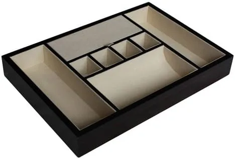 Vista 4 de TimelyBuys Bandeja de valet de madera de nogal de ébano para escritorio, cómoda, cajón, monedas, para llaves, teléfono, joyas, relojes y accesorios