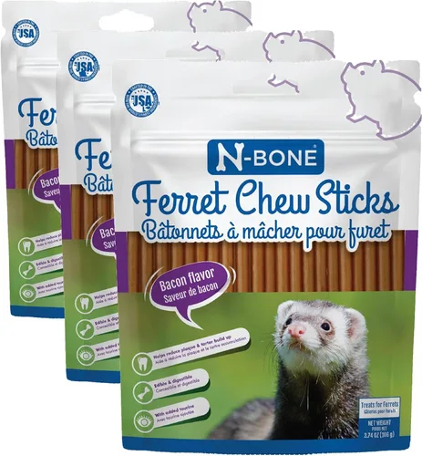 Vista 17 de N-Bone Palitos masticables para hurones sabor a tocino, bolsa de 1.87 oz