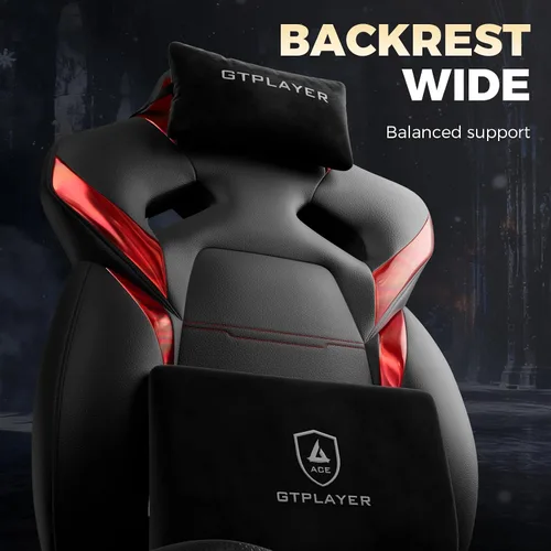 Vista 8 de GTPLAYER Silla de juegos grande y alta para adultos, silla de oficina ergonómica con reposapiés, capacidad resistente de 350 libras, respaldo alto