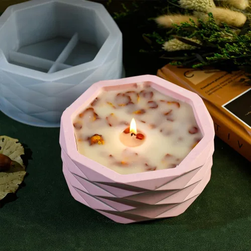 Vista 3 de Molde de silicona para macetas, jarrón de plantas suculentas, moldes de cactus, moldes de resina epoxi, molde de arcilla de cemento para velas